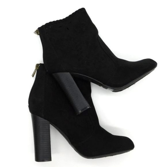 Bamboo "Scenery" Black Suede Ankle Boot - Picture 1 of 14